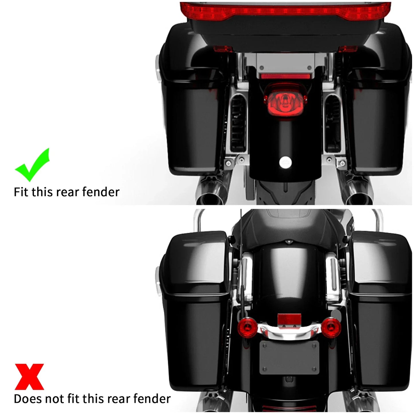 LED Insert Support Run Brake Turn Lights for Harley Touring (2014-2024)