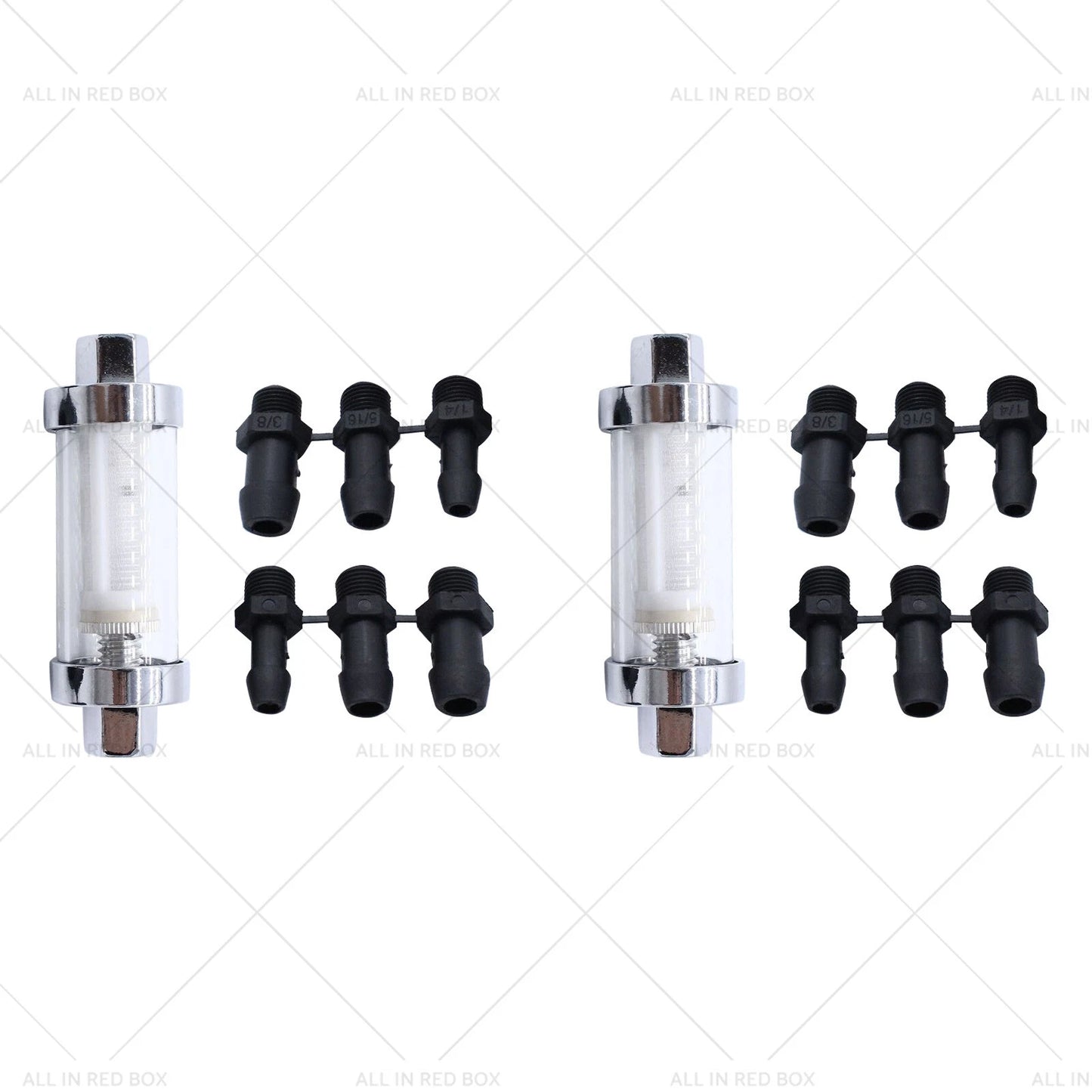 Reusable Washable Fuel Filter Chrome Glass Inline for 1/4" 5/16" 3/8"