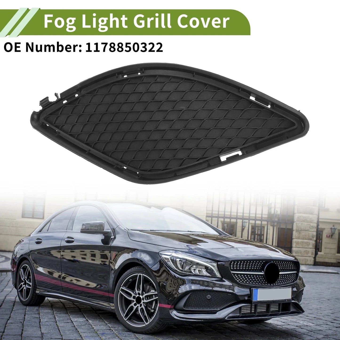 Front Left Fog Light Grill for Mercedes-Benz CLA250 (2014-2019) Black