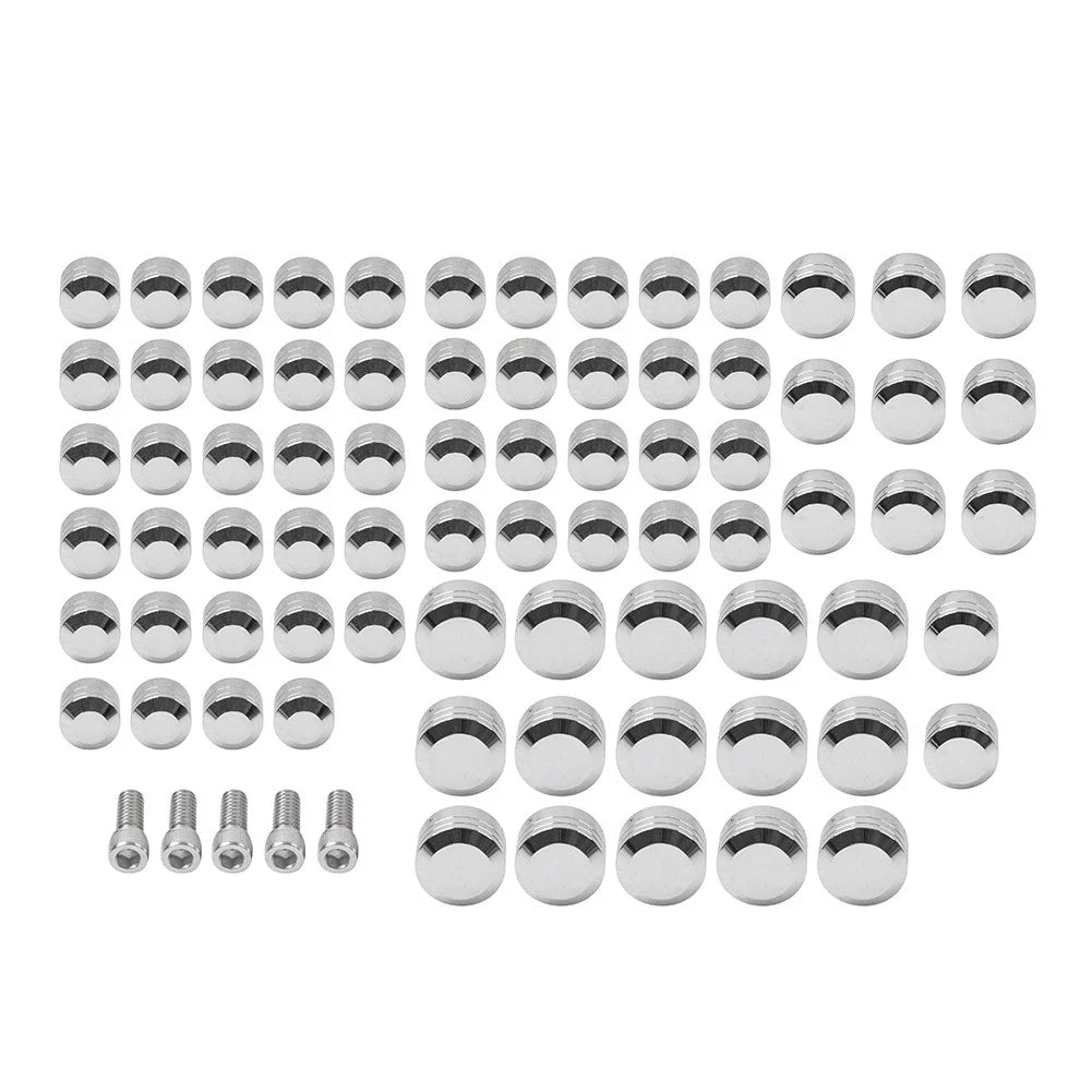 75X Chrome Engine Bolt Caps for Harley Touring Road King Street Glide (07-16)