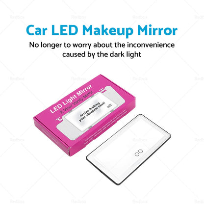 LED Light Car Sun Visor Makeup Mirror Set - Black
