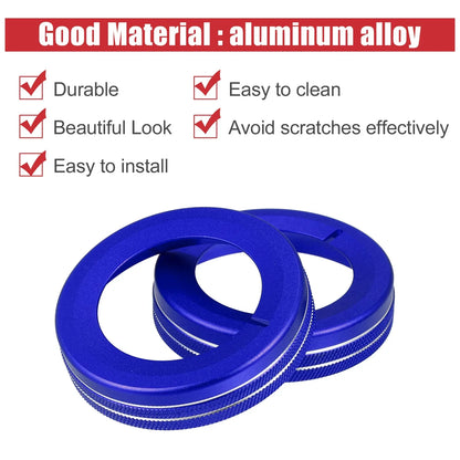 4 x Blue Aluminum Alloy Center Control Ring Knob Covers for Chevrolet Camaro