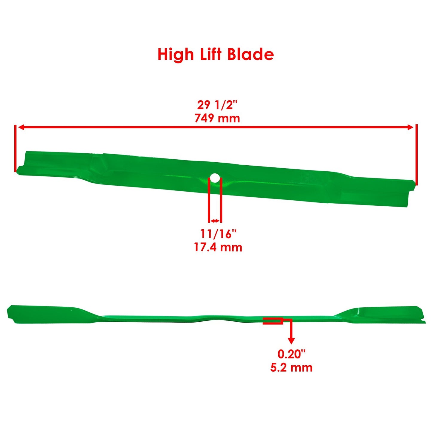 Deck Spindle Blade Replacement for John Deere S92 SRX75 (High-Lift) (2008–2018)