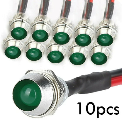 10 x Indicator Light 12V 8mm LED for Car Truck Boat