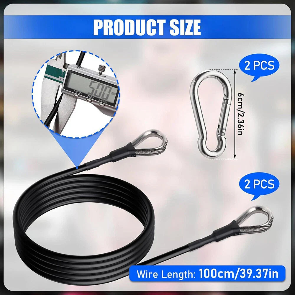 Pull Down Gym Cable Extensions with  Carabiners