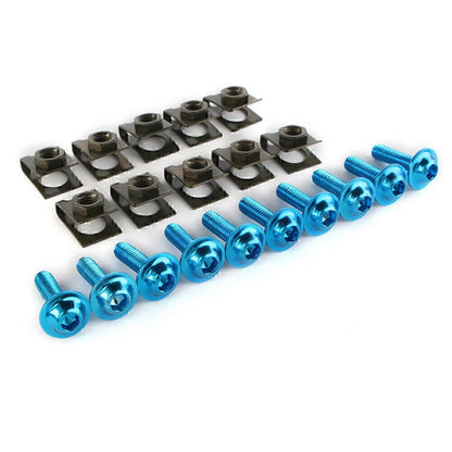 10 x CNC Motorcycle M6 Body Fairing Bolts Fasteners Clips Blue