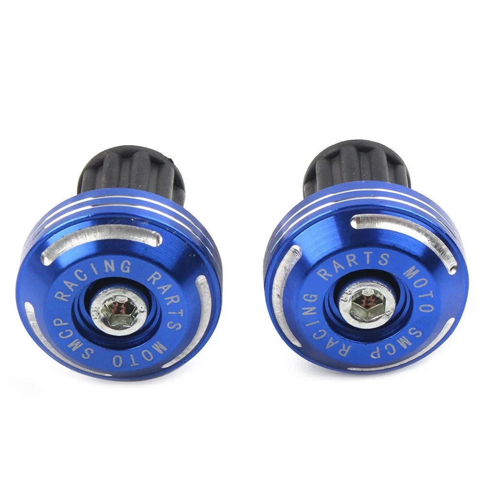 CNC Handlebar Grips & End Cap Plugs for Dirt Bike - Blue