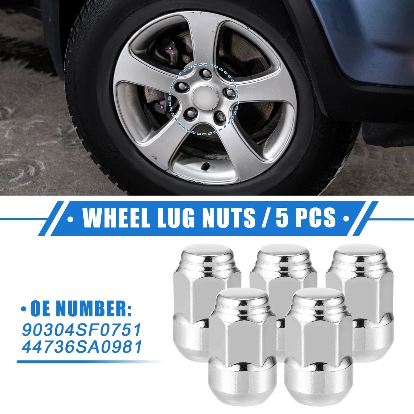 5 Pcs M12x1.5 Wheel Lug Nuts for Honda CR-V (Compatible, Durable)
