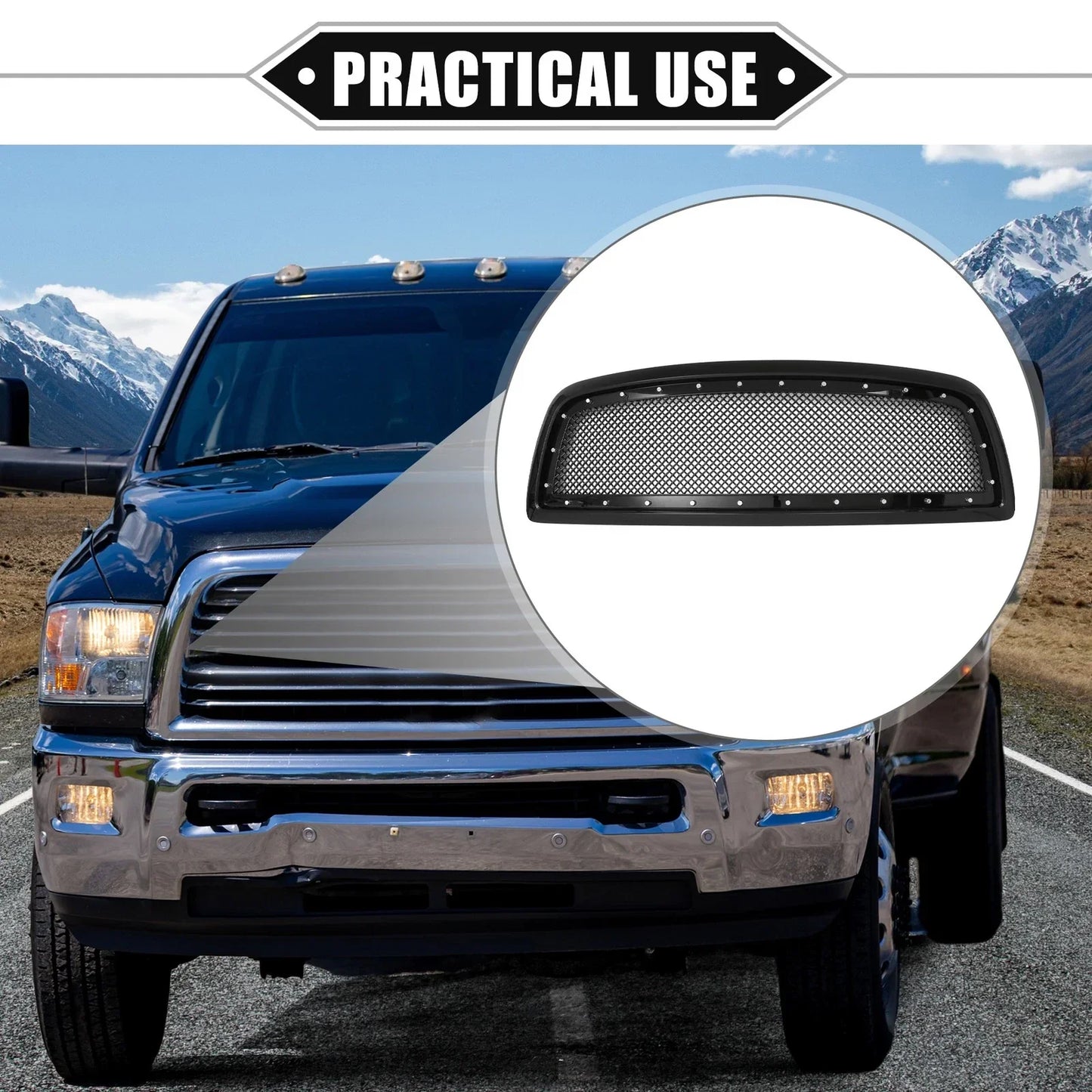 Front Grille Assembly for Dodge Ram 1500 2011-2012 Gloss Black