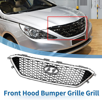 Front Hood Bumper Grille for Hyundai Sonata (2011-2014) Silver Tone