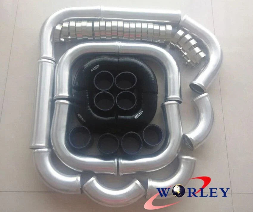2.25" Black Aluminum Universal Intercooler Turbo Piping for Car