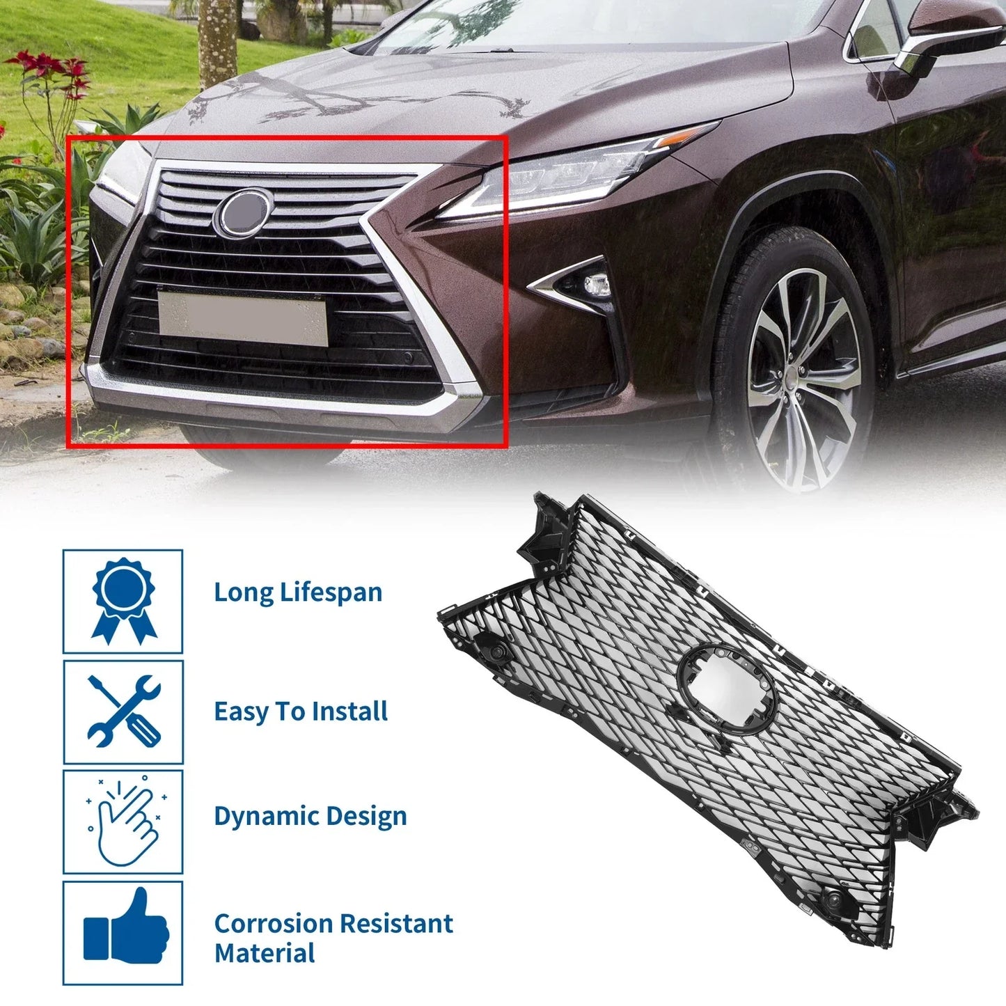 Front Upper Bumper Grille for Lexus RX 350L (2018-2019)