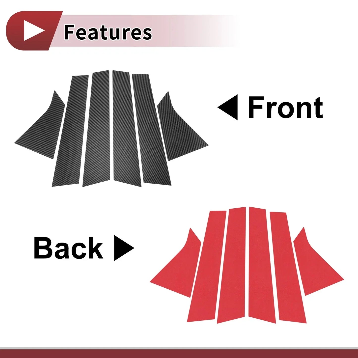 6 Pcs Door Pillar Window Trim for Honda Civic Hatchback (2016-2021) Black Carbon Fiber