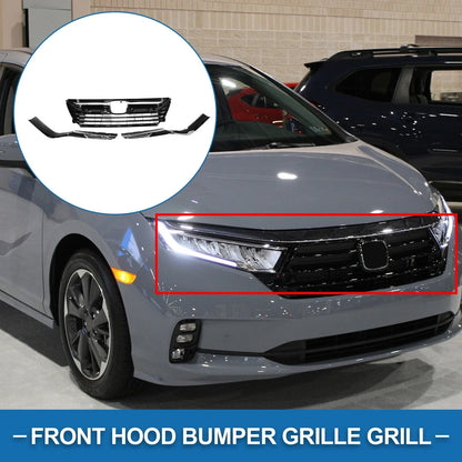 Front Hood Bumper Grille for Honda Odyssey (2018-2021) Chrome Silver Tone