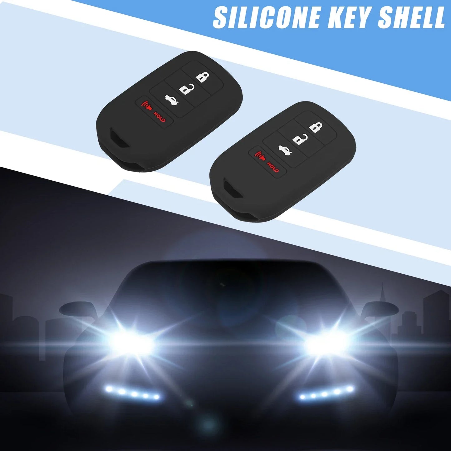Smart Key Fob Cover Case for Honda Accord EX EXL EX-L 2013-2018 (2 x Black)