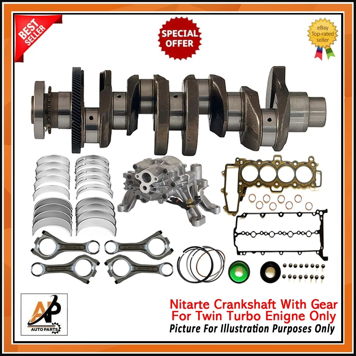 Engine Rebuild Kit with Crankshaft Piston Oil Pump Rings for Jaguar Land Rover (2010–2019)