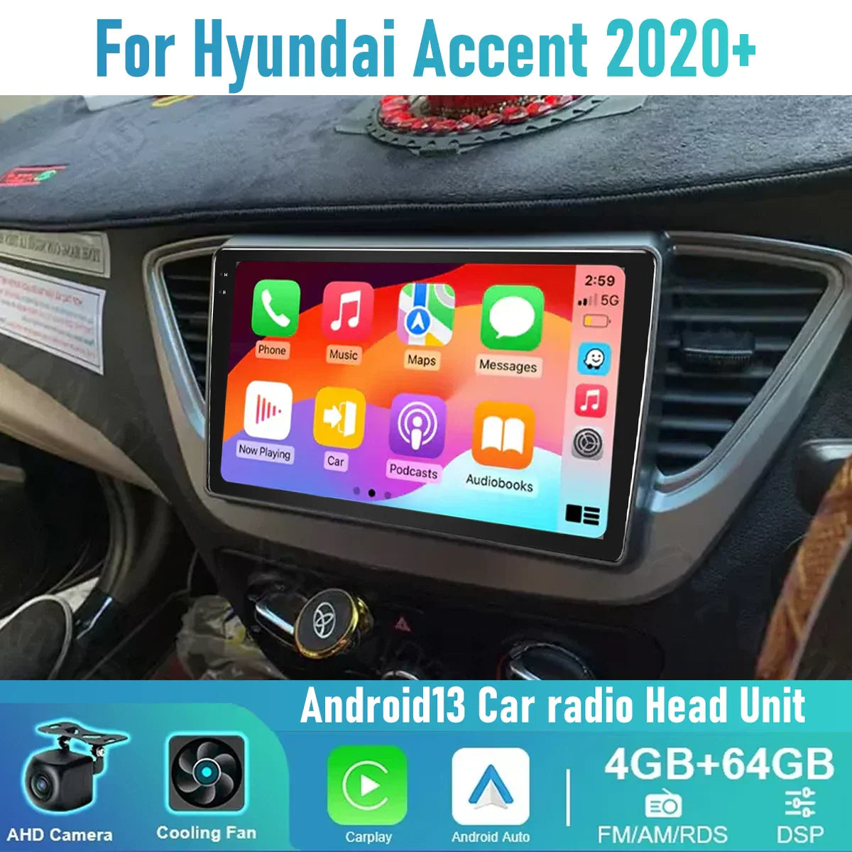 9" Wireless CarPlay Android Auto Stereo for Hyundai Accent (2020-2023)