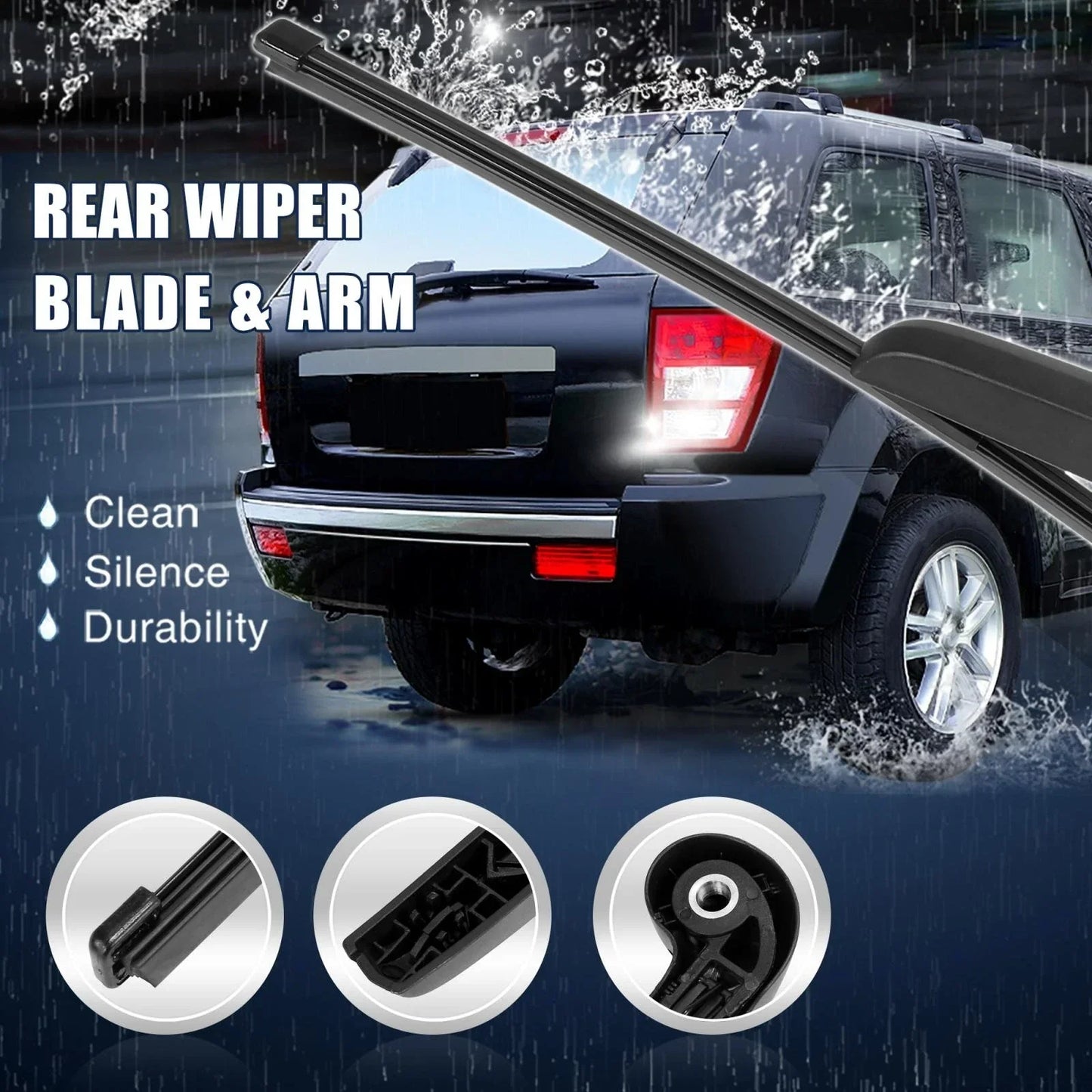 Rear Wiper Blade Arm Set 2 x 350mm for Audi A1 (2010-2020) Black