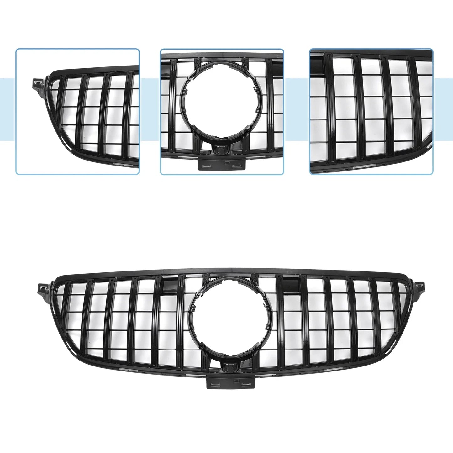 Front Upper Bumper Grille for Mercedes-Benz GLE 2015-2019 Black Grills