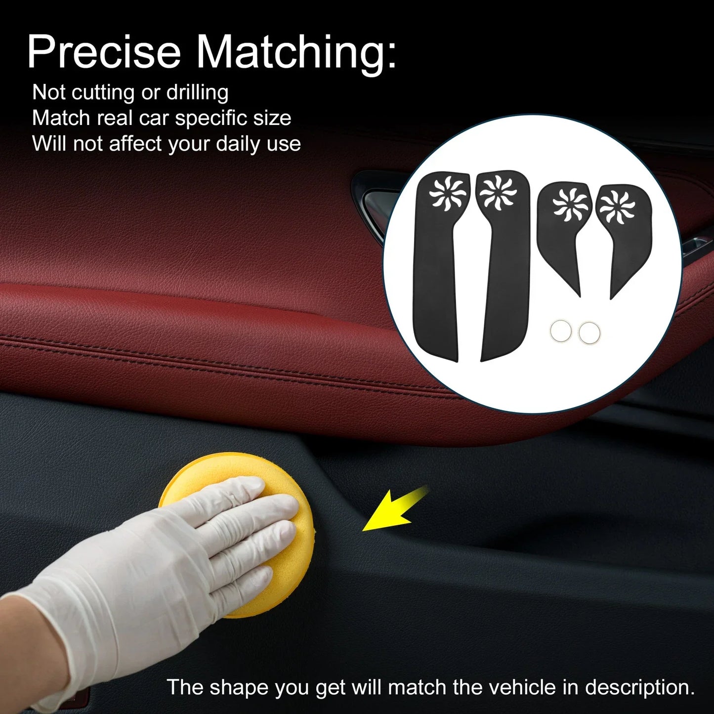 Car Door Anti Kick Pad Sticker Protector for Honda Fit (2021) - 1 Set Black
