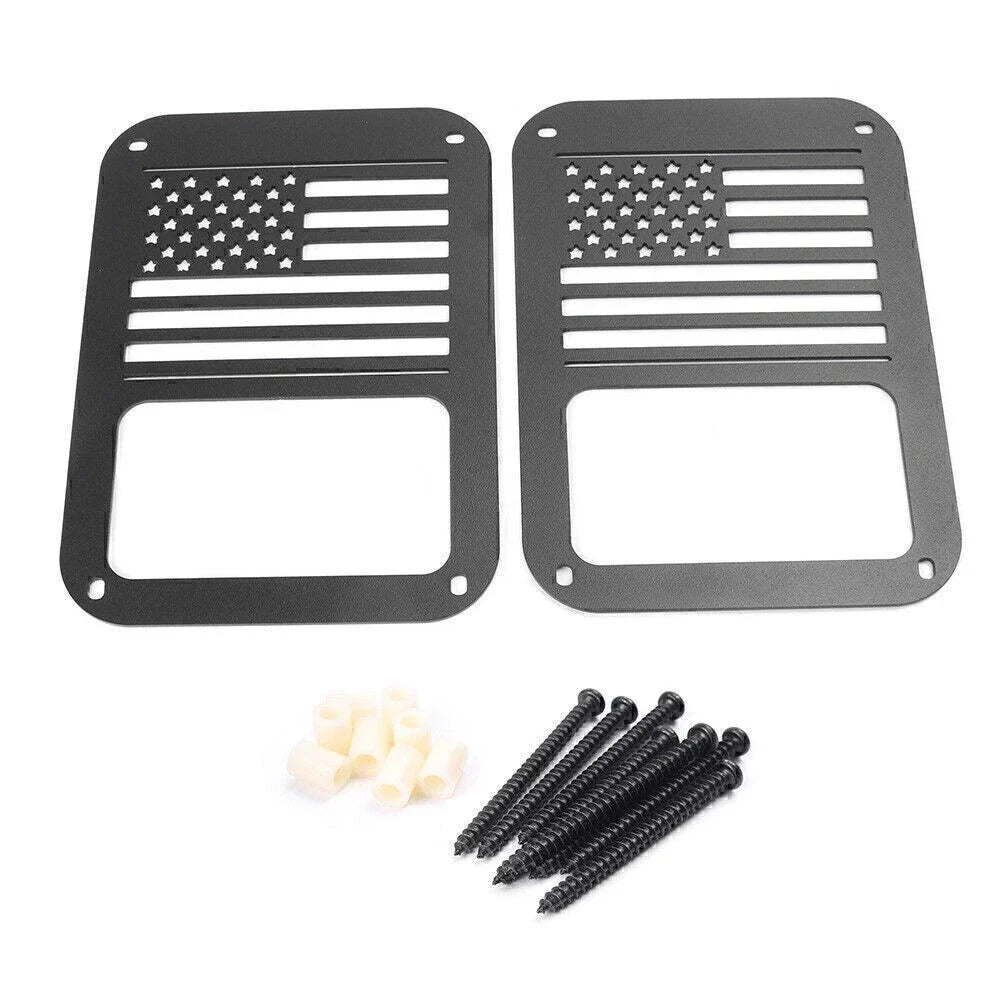 Rear American Flag Tail Light Covers for Jeep Wrangler JK (2007-2016)