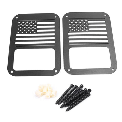 Rear American Flag Tail Light Covers for Jeep Wrangler JK (2007-2016)
