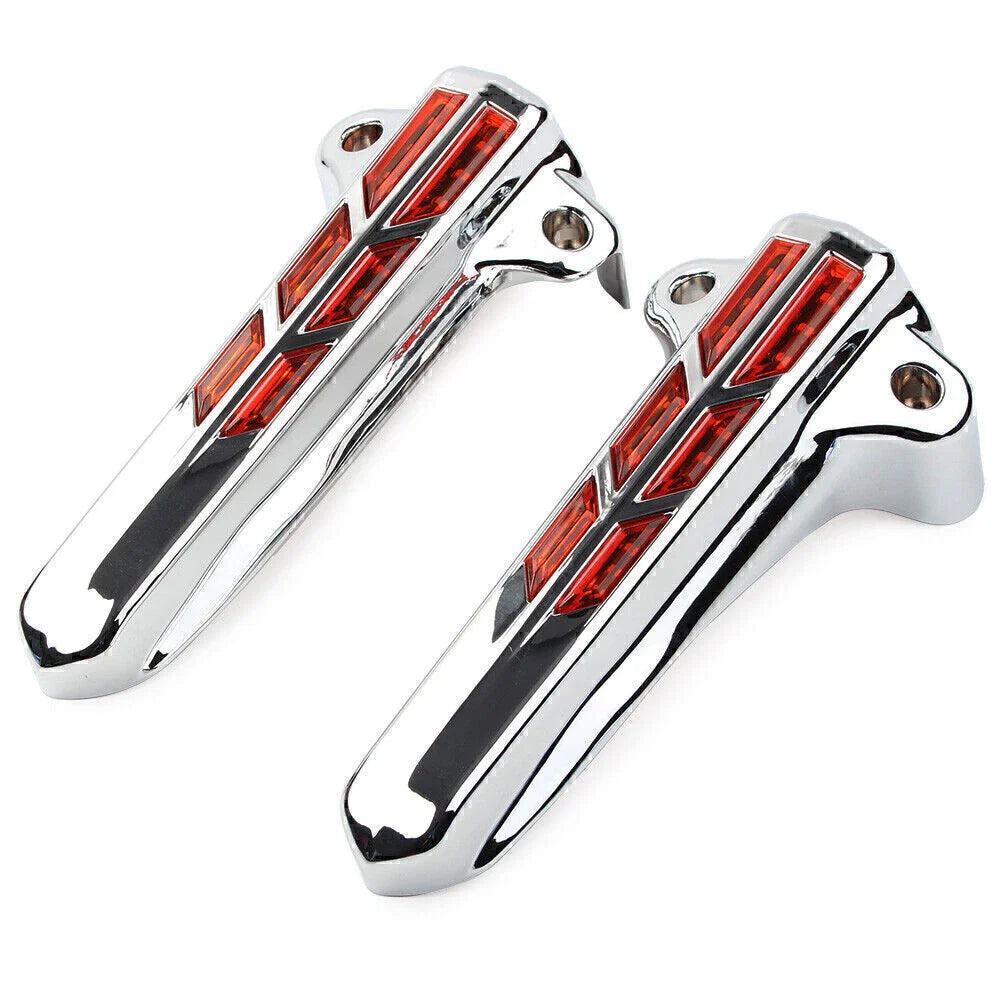 ABS Front Lower Fork Leg Covers Amber LED for Harley FLHR FLHTK FLHX (14-20)
