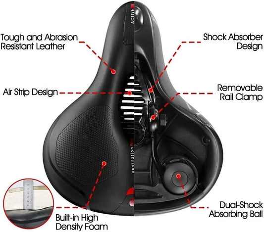 Big Wide Bike Seat Gel Cruiser Saddle Extra Comfort Pad for Bicycle
