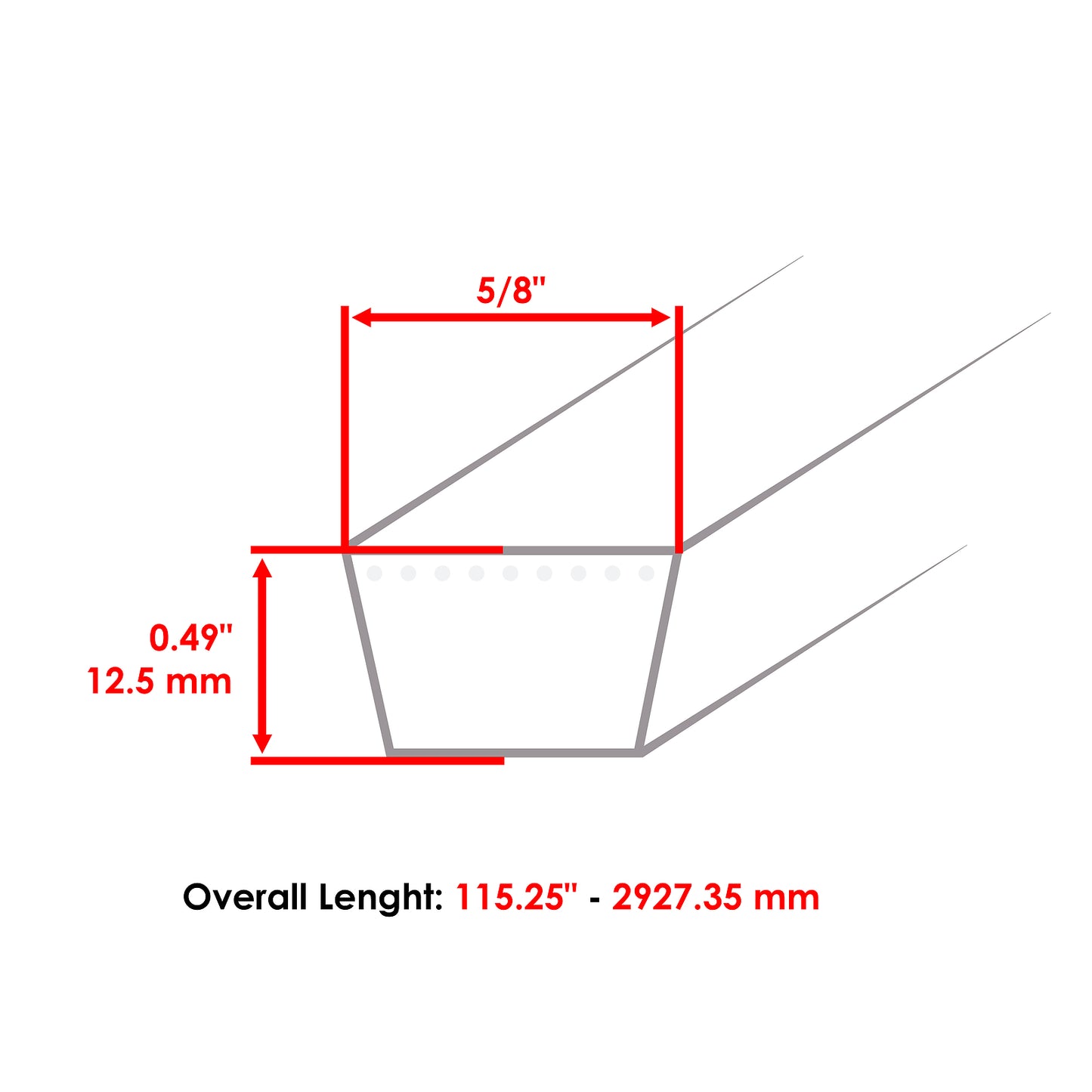 Deck Belt 5/8 Inch Thick Replacement for Scag SMZ-48 SSZ-16 SSZ-18 (115 In.)