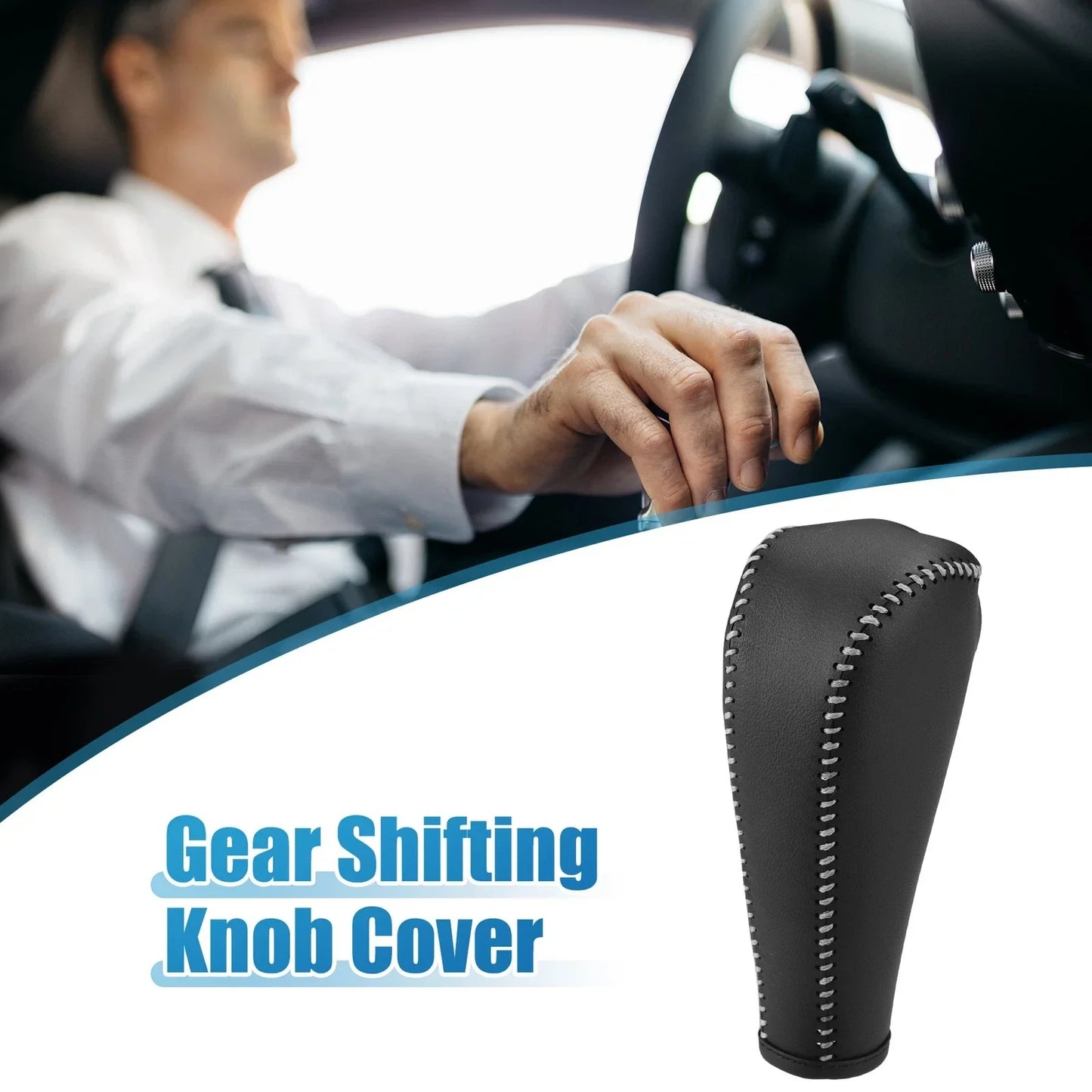 Gear Shift Lever Cover for Chevrolet Trax 2015-2021 Black Gray Stitching