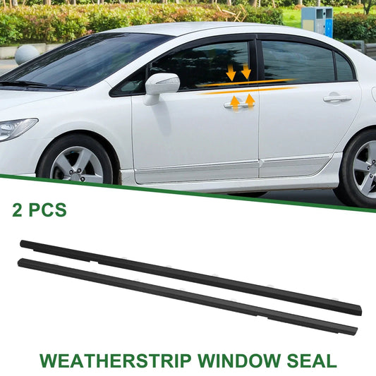 2 x Front Left Right Weatherstrip Window Seals for Honda Civic (2016-2021)
