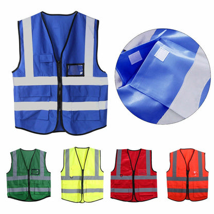 Reflective Safety Vest with Zip and ID Pocket for Workwear