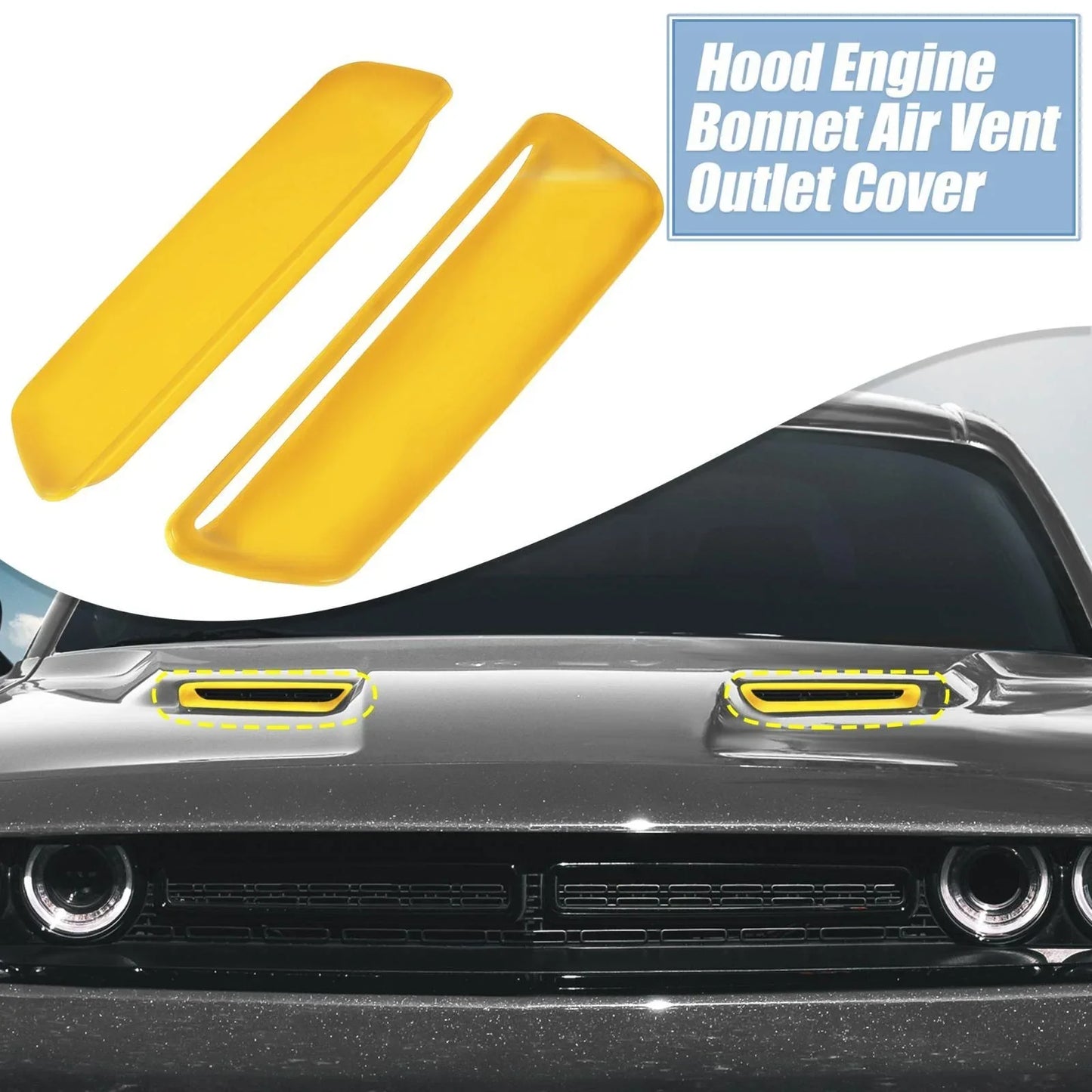 Engine Hood Air Conditioner Outlet Cover Trim Yellow for Dodge Challenger (2015-2023)