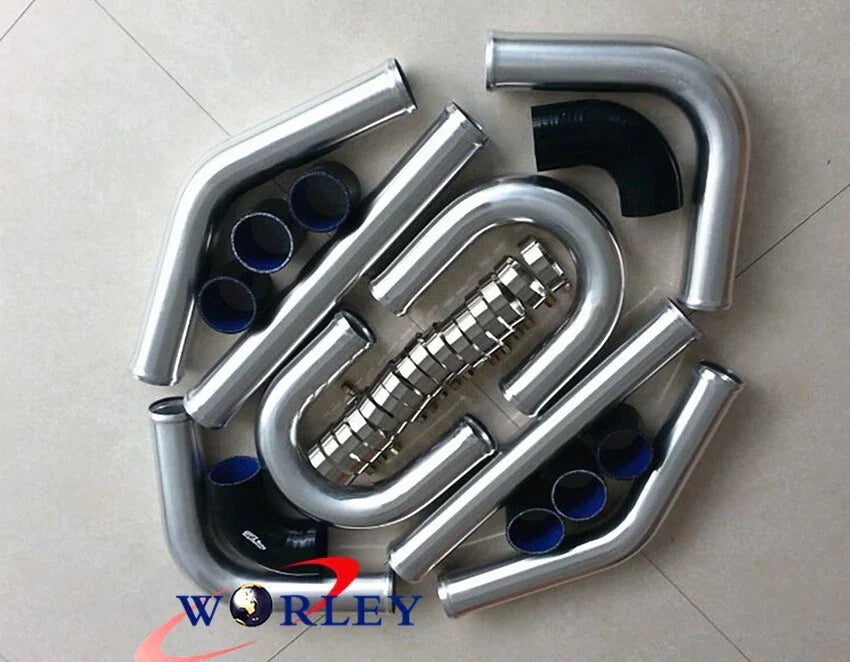 2 Inch Universal Intercooler Turbo Aluminum Piping & Black Silicone Hose