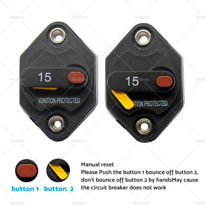 Waterproof Circuit Breaker 12V 32V DC Manual Reset 15A-50A for Various Models