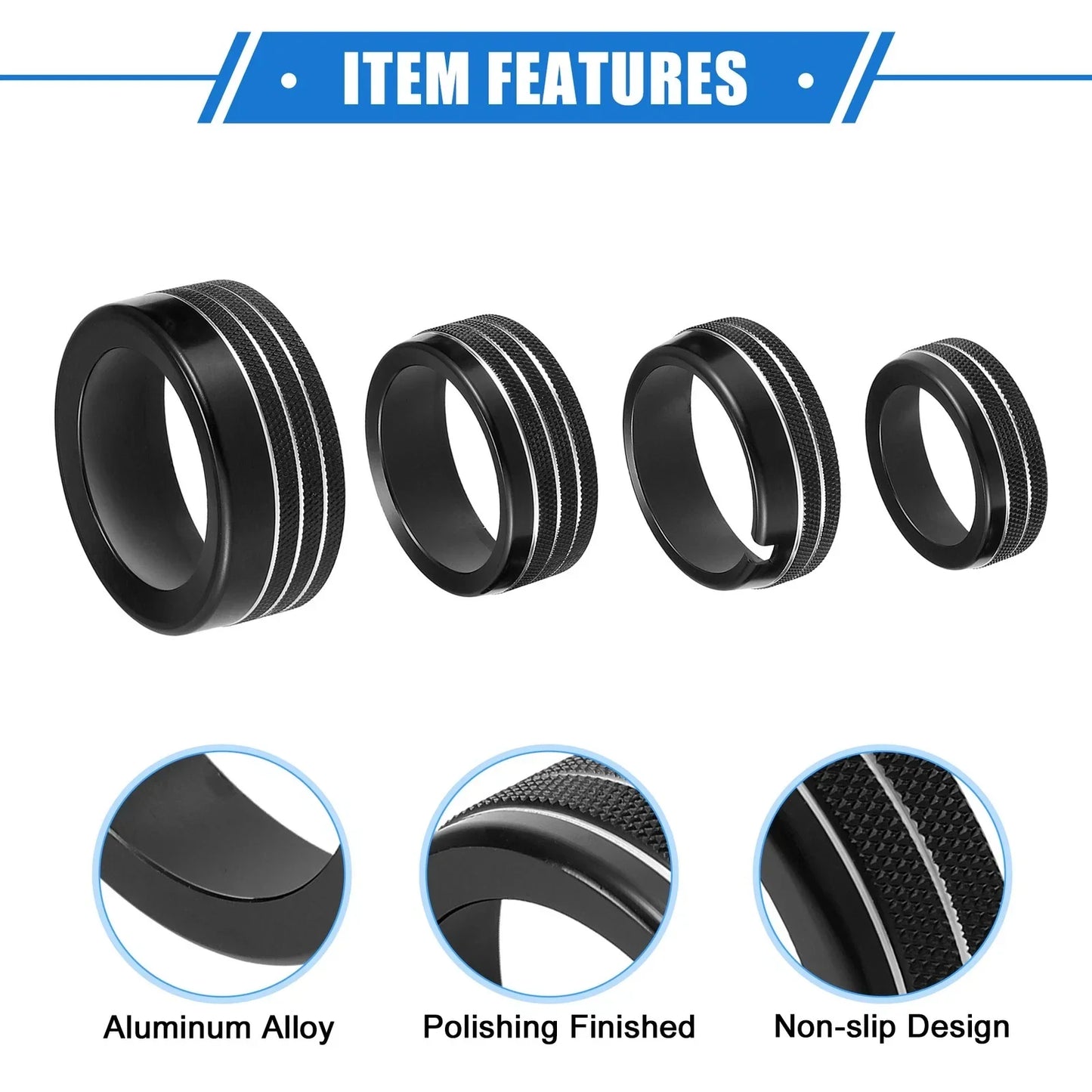 5 x AC Climate Control Knob Rings for Chrysler 300 & Dodge Challenger (2005-2023)