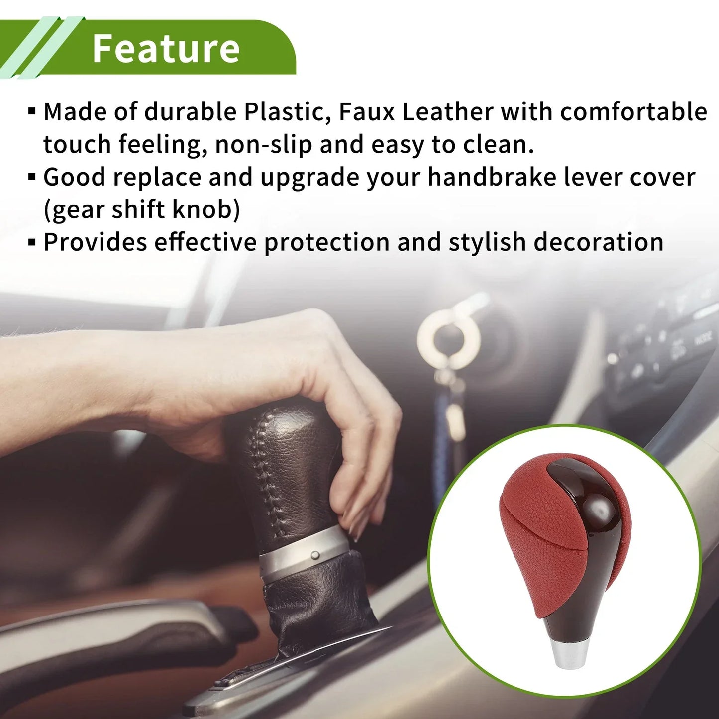 Automatic Gear Shift Knob for Lexus ES350 2007-2015 - Plastic Faux Leather Red Brown