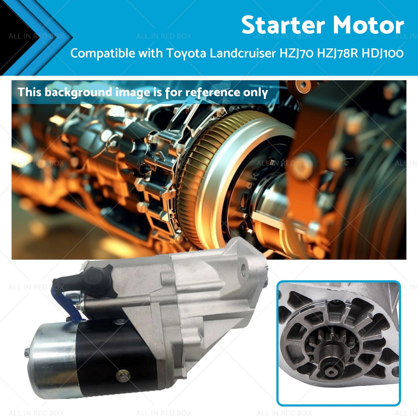 Starter Motor for Toyota Landcruiser HZJ80 HZJ105R 4.2L Diesel (1997-2007)