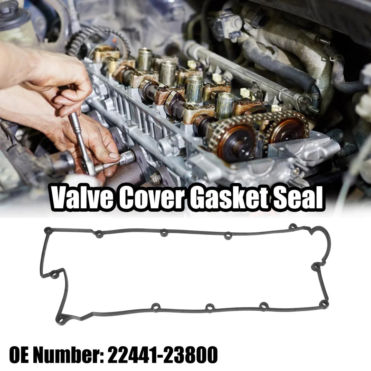 Black Valve Cover Gasket Seal for Hyundai Elantra, Tucson & Kia (2001-2023)