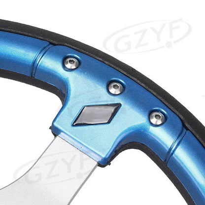 PVC Steering Wheel 13" for Car - Lightweight Blue (32mm Depth)