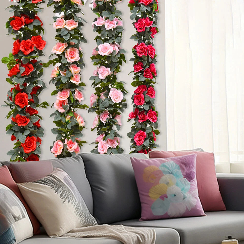16FT Artificial Rose Vine Flower for Wedding Garden Decor