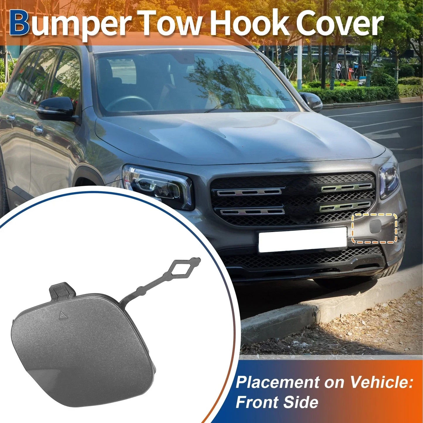 Front Bumper Tow Hook Cover for Mercedes GLB X247 W247 (2019-2023) Gray