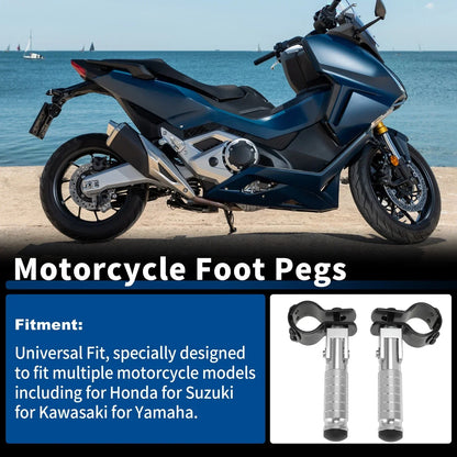 Universal Motorcycle Rear Footrest for Honda, Suzuki, Kawasaki - 1 Pair