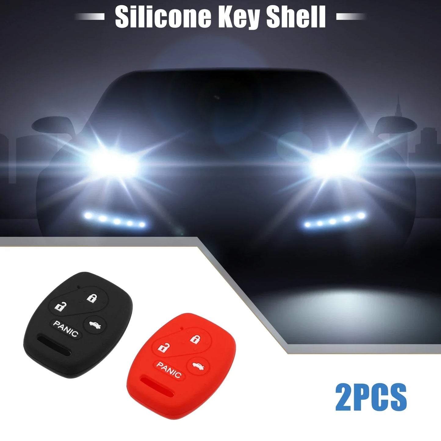 Smart Key Fob Cover for Honda Accord Civic CR-V Pilot Black Red (2 x)