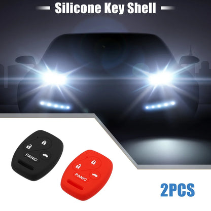 Smart Key Fob Cover for Honda Accord Civic CR-V Pilot Black Red (2 x)
