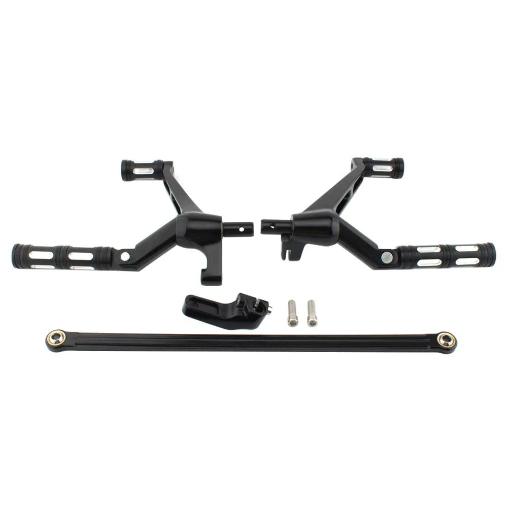 Black Driver Footrest Pedal Bracket Set for Harley Night Rod VRSC Special (07-17)