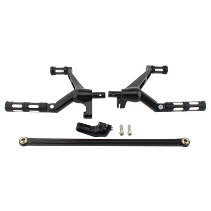 Black Driver Footrest Pedal Bracket Set for Harley Night Rod VRSC Special (07-17)