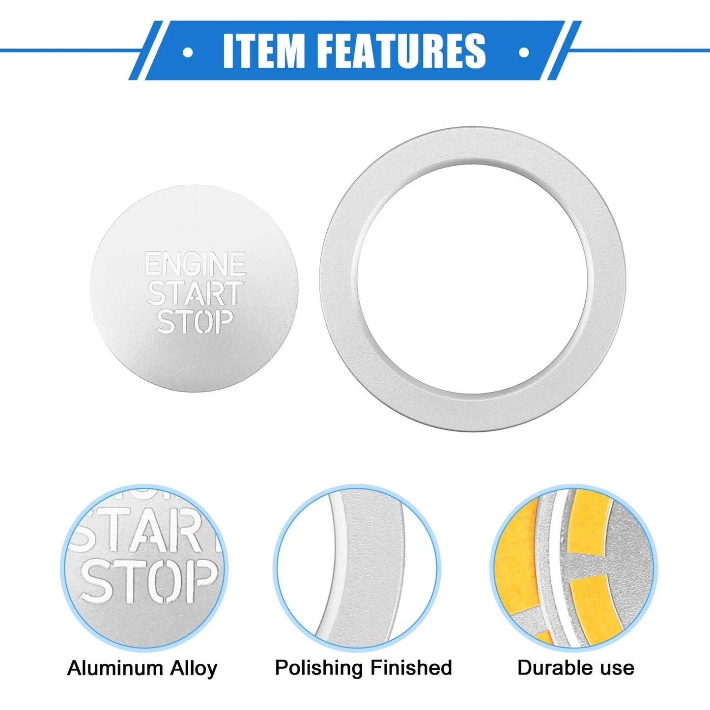 Engine Start Stop Button Cover Kit for Hyundai Sonata (2020-2023) Silver Tone