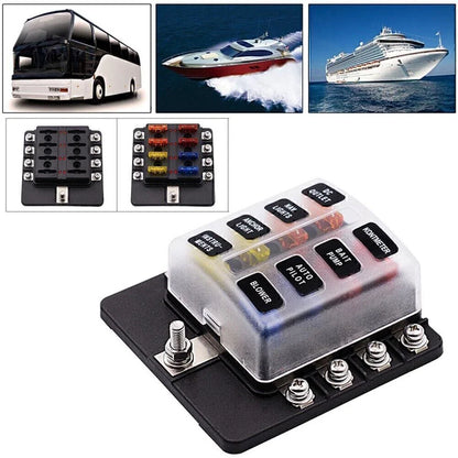 8 Way LED Fuse Box Block Holder for Universal Use