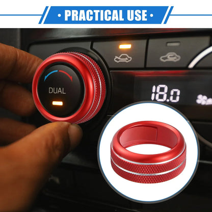 3 x AC Climate Control Knob Rings for Chevrolet Corvette C6 (2005-2013) Red